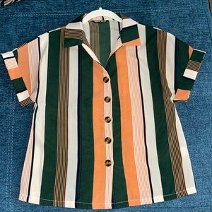 Colorful striped button up shirt